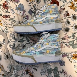 Vans Women's Sneakers - Blue and Yellow Pattern